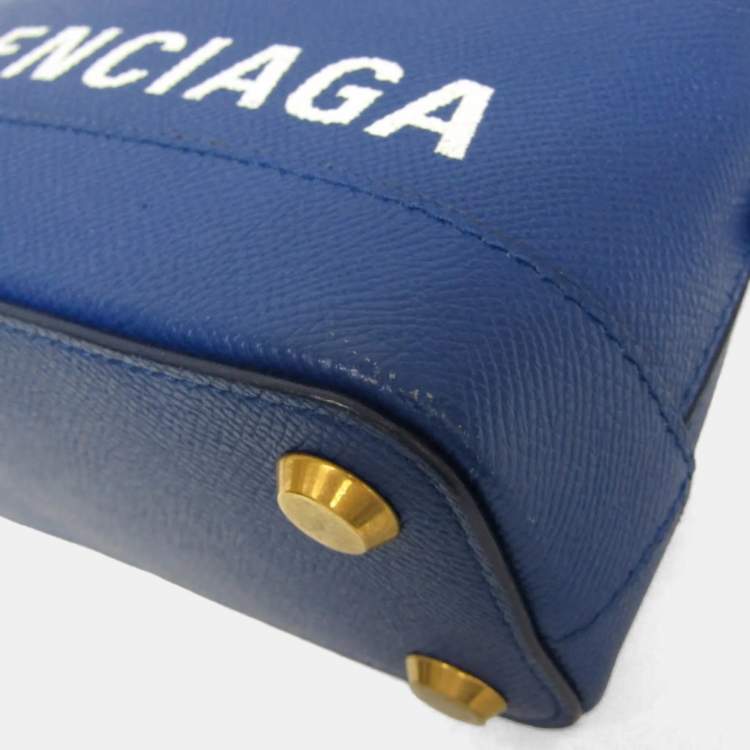Pre Owned Balenciaga Ville Top Handle Xxs Leather Handbag Blue