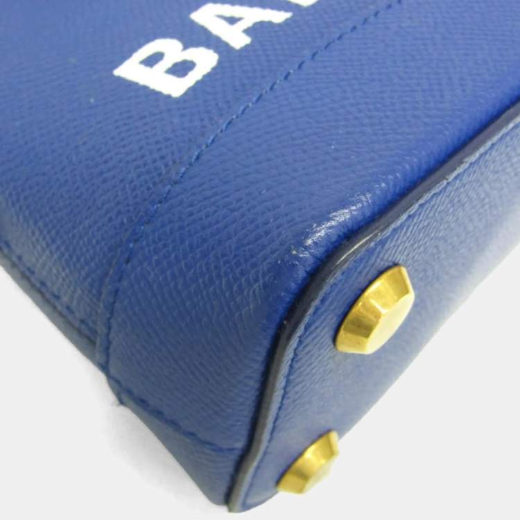 Pre Owned Balenciaga Ville Top Handle Xxs Leather Handbag Blue