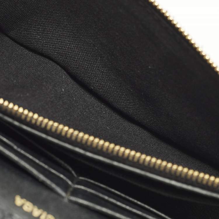 Pre Owned Balenciaga Hourglass Black Croc, Lizard, Snakeskin Embossed Leather Wallet on Chain