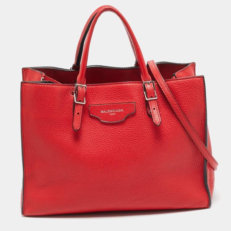 Pre Owned Balenciaga Papier A6 Red Leather Tote