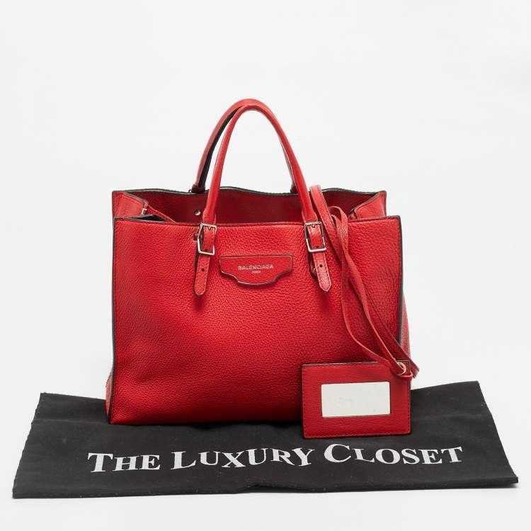 Pre Owned Balenciaga Papier A6 Red Leather Tote