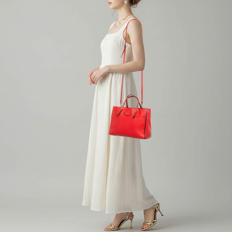 Pre Owned Balenciaga Papier A6 Red Leather Tote