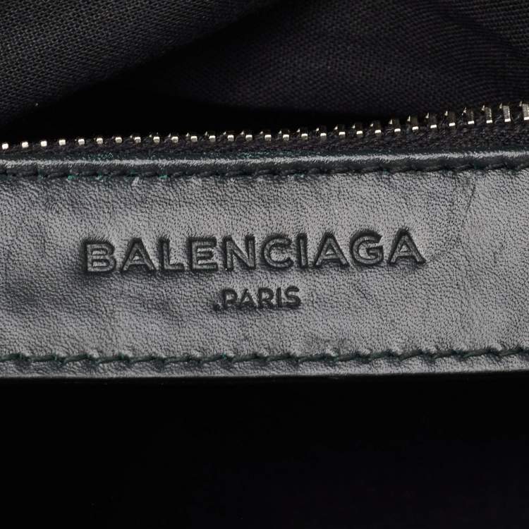 Pre Owned Balenciaga Classic Mini City Dark Green Leather and Patent Leather Bag