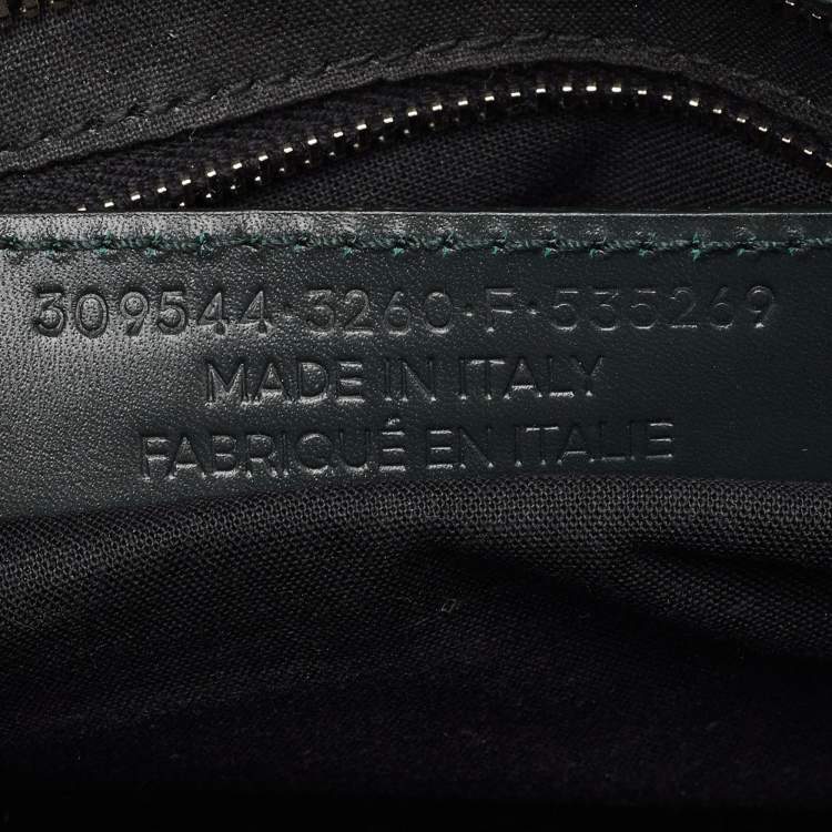 Pre Owned Balenciaga Classic Mini City Dark Green Leather and Patent Leather Bag