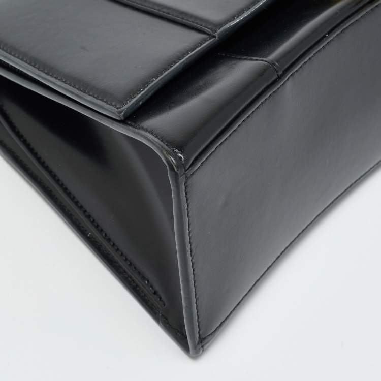 Pre Owned Balenciaga Hourglass Medium Black Leather Top Handle Bag