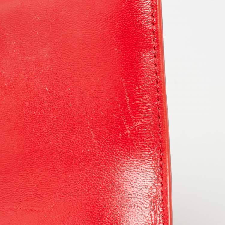 Pre Owned Balenciaga Hourglass Small Red Leather Top Handle Bag