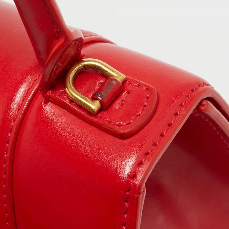 Pre Owned Balenciaga Hourglass Small Red Leather Top Handle Bag