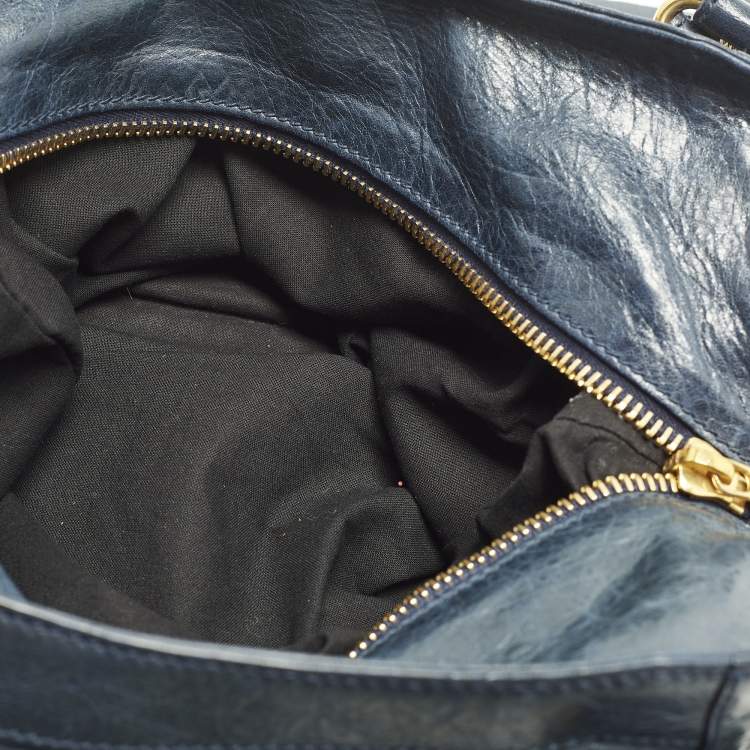 Pre Owned Balenciaga Brief GGH Navy Blue Leather Tote