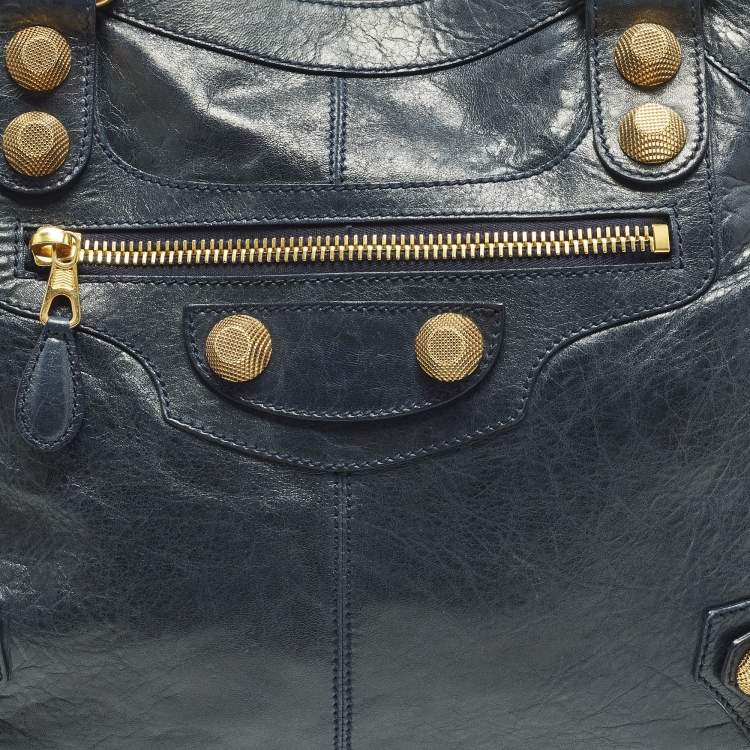 Pre Owned Balenciaga Brief GGH Navy Blue Leather Tote