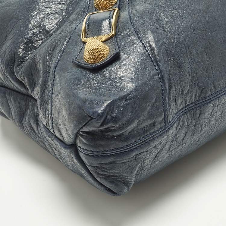 Pre Owned Balenciaga Brief GGH Navy Blue Leather Tote