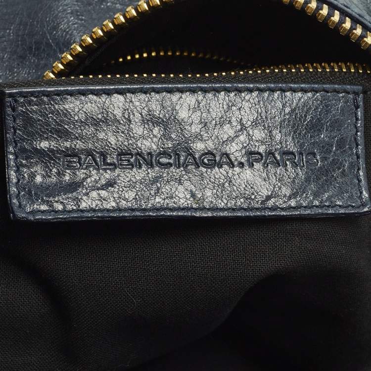 Pre Owned Balenciaga Brief GGH Navy Blue Leather Tote