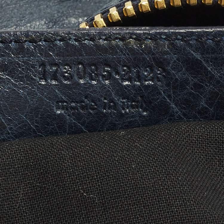 Pre Owned Balenciaga Brief GGH Navy Blue Leather Tote