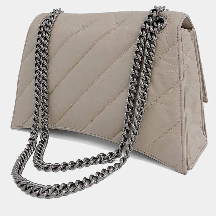 مملوكة مسبقًا Balenciaga Beige Leather Crush Chain Bag Medium (716393)