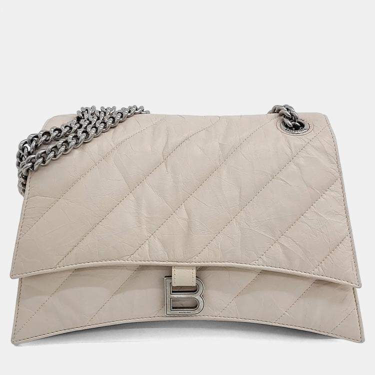 مملوكة مسب قًا Balenciaga Beige Leather Crush Chain Bag Medium (716393)