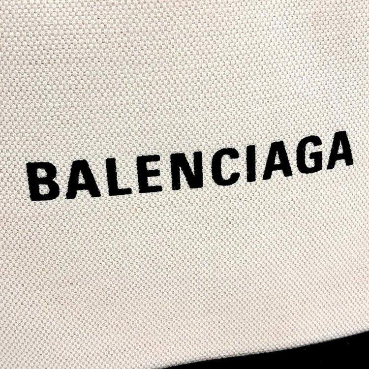 Pre Owned Balenciaga Black Cream Fabric Cabas Bag XS (390346)