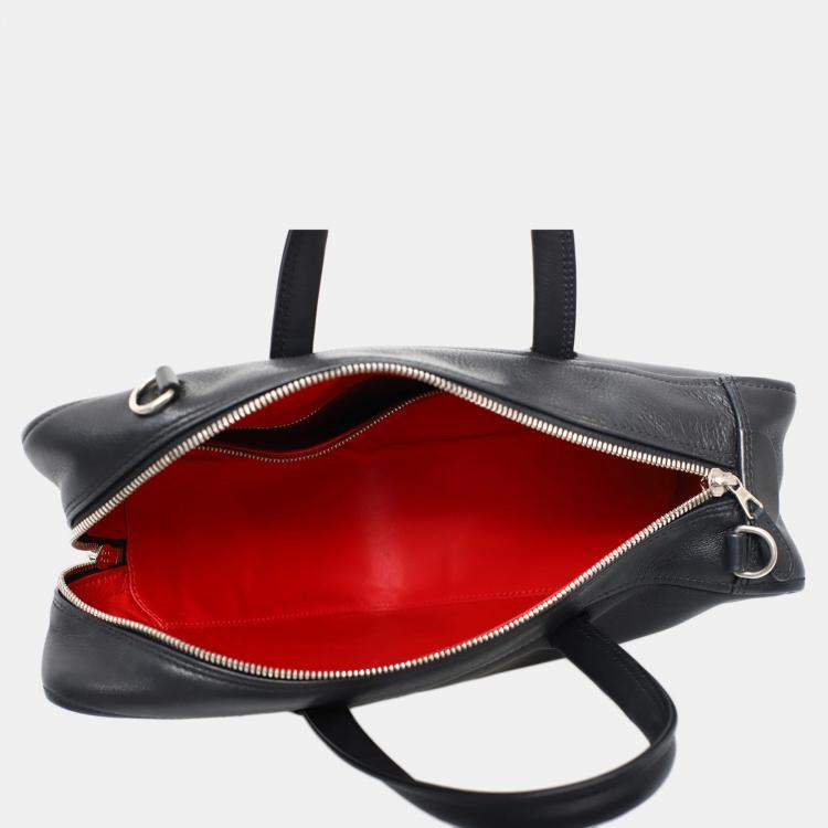 Pre Owned Balenciaga Small Black Calf Leather Triangle Duffle Bag