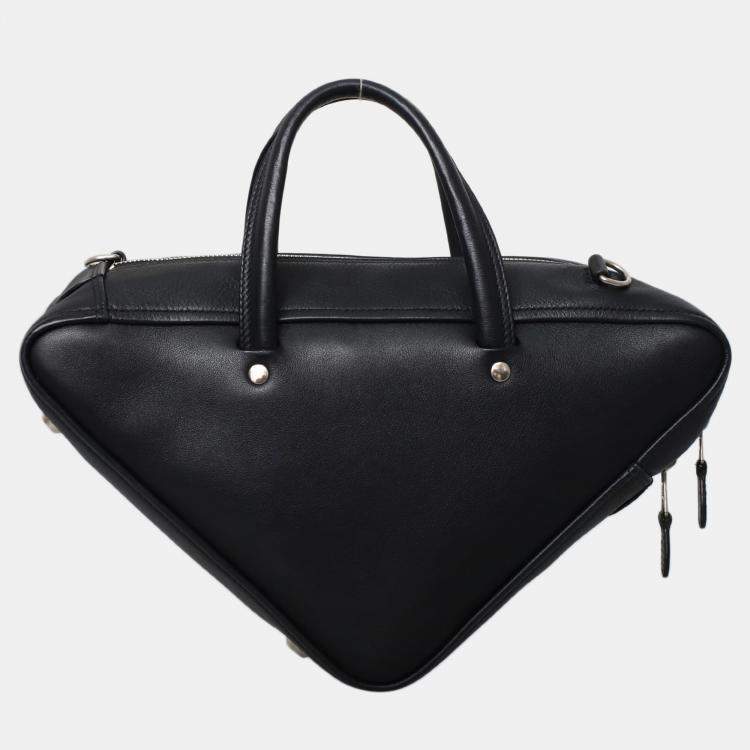 Pre Owned Balenciaga Small Black Calf Leather Triangle Duffle Bag