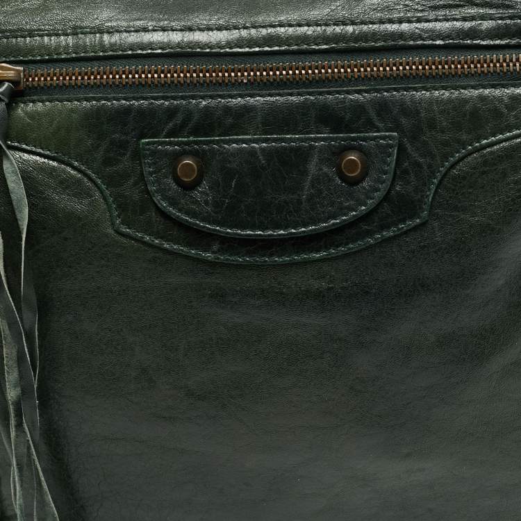 Pre Owned Balenciaga Classic Day RH Dark Green Leather Hobo