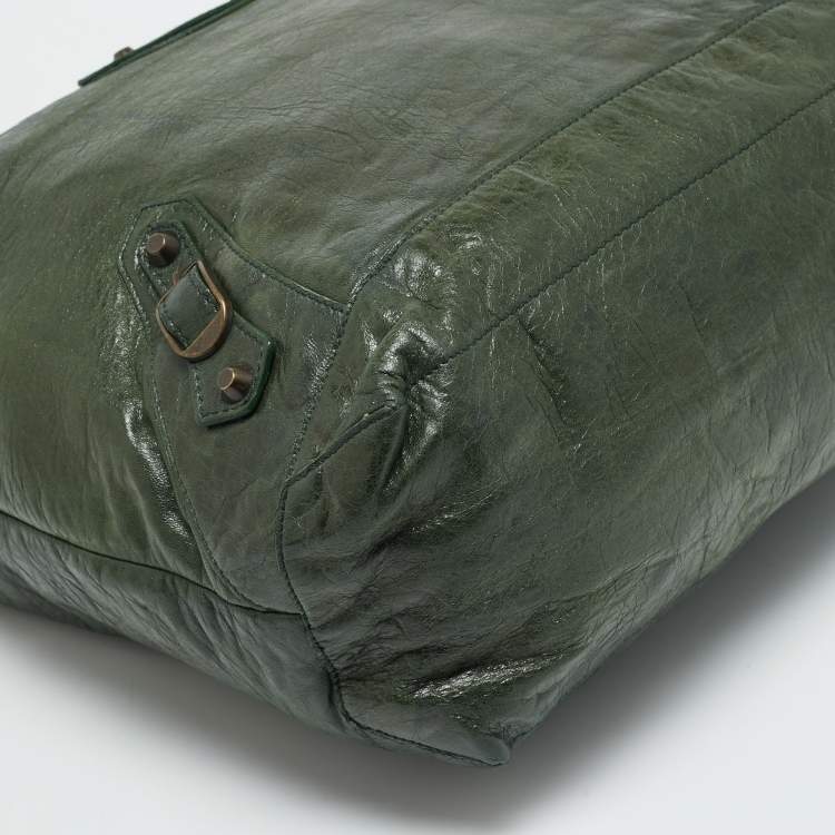 Pre Owned Balenciaga Classic Day RH Dark Green Leather Hobo