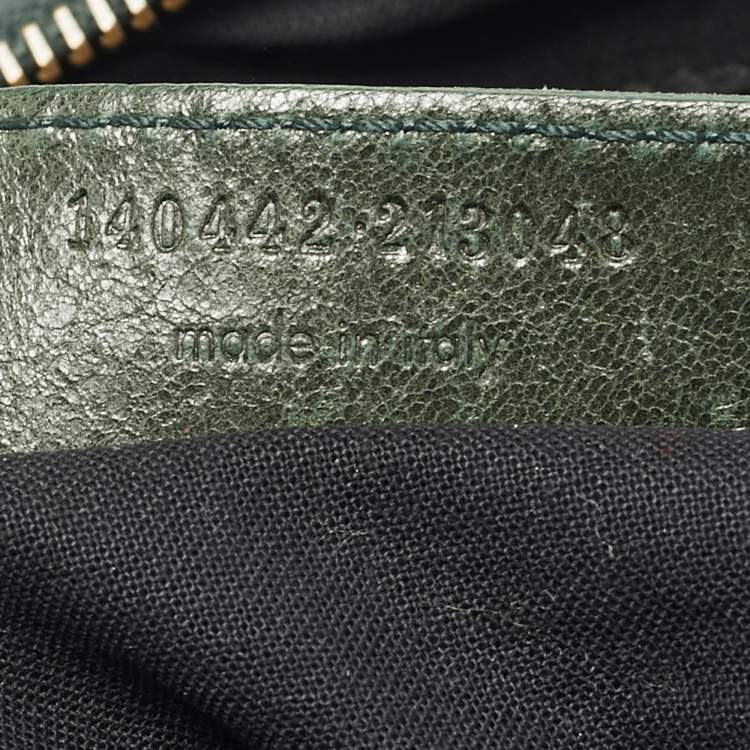 Pre Owned Balenciaga Classic Day RH Dark Green Leather Hobo