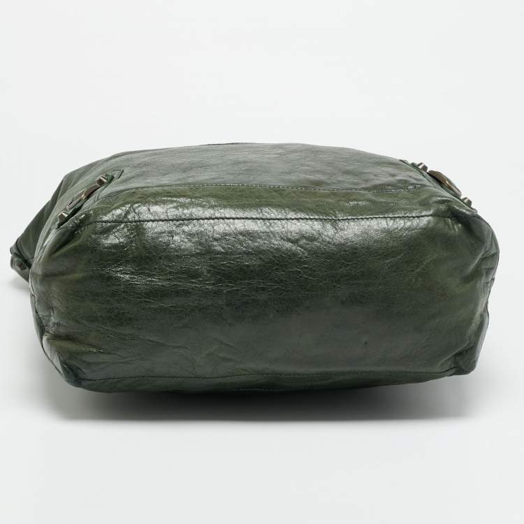 Pre Owned Balenciaga Classic Day RH Dark Green Leather Hobo