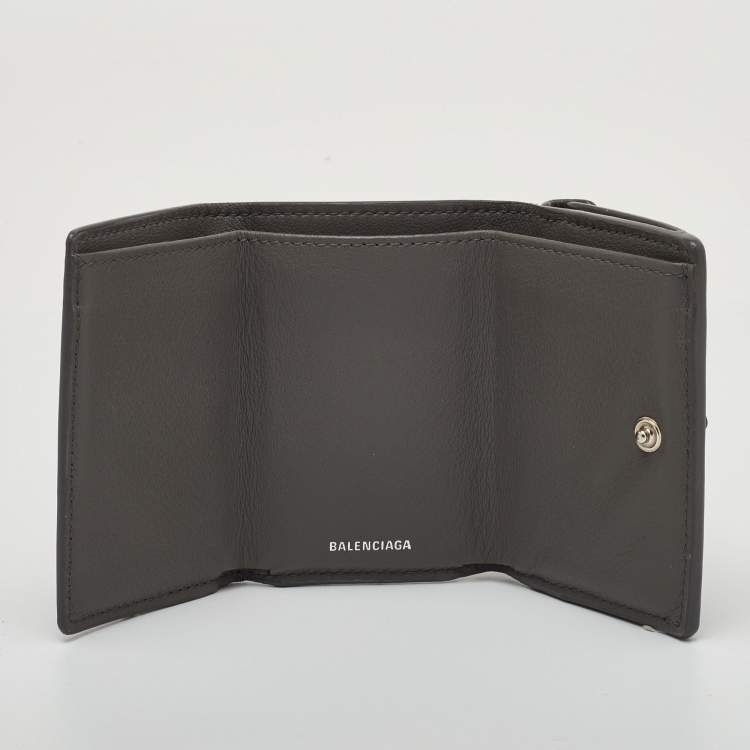 Pre Owned Balenciaga Papier Grey Leather Compact Wallet