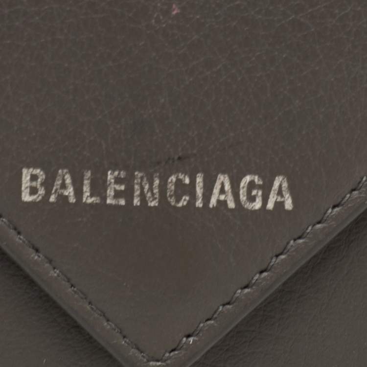 Pre Owned Balenciaga Papier Grey Leather Compact Wallet