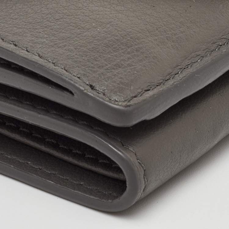 Pre Owned Balenciaga Papier Grey Leather Compact Wallet