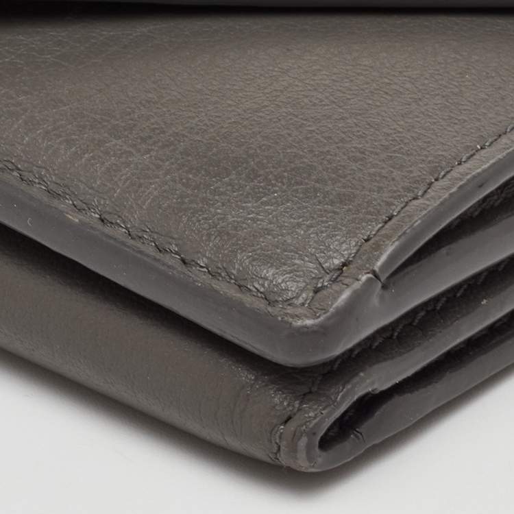 Pre Owned Balenciaga Papier Grey Leather Compact Wallet