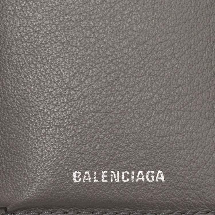 Pre Owned Balenciaga Papier Grey Leather Compact Wallet