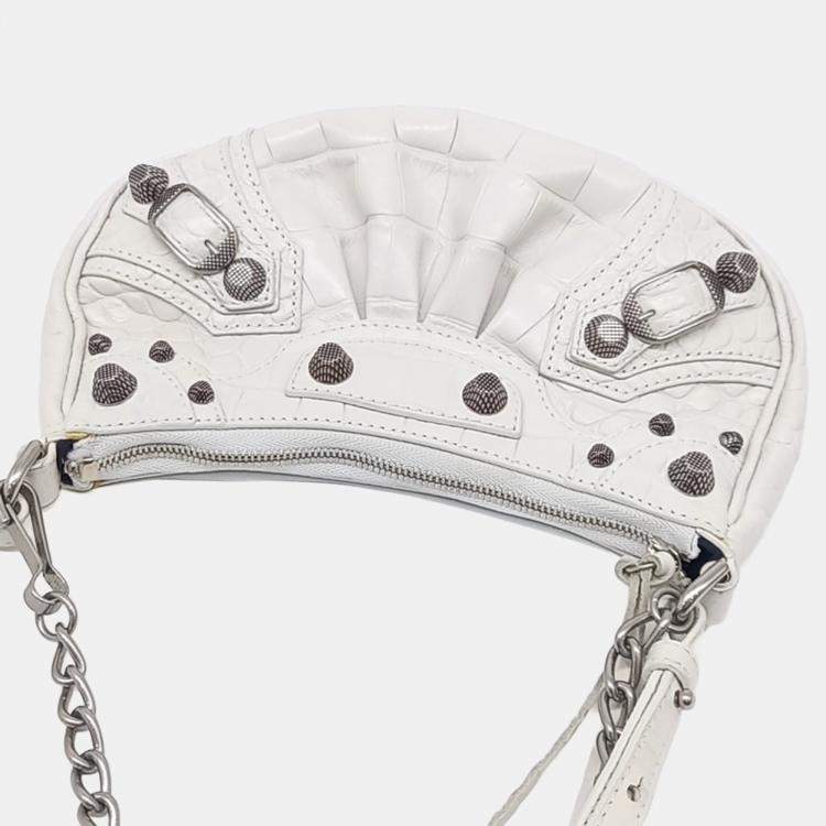 Pre Owned Balenciaga White Leather Le Cargol Mini Shoulder Bag (695814)