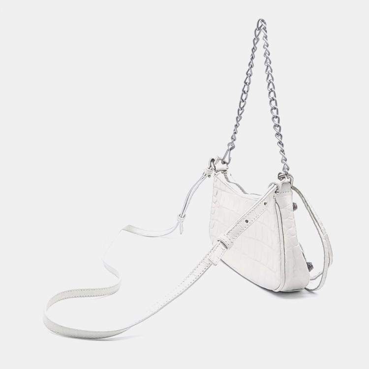 Pre Owned Balenciaga White Leather Le Cargol Mini Shoulder Bag (695814)