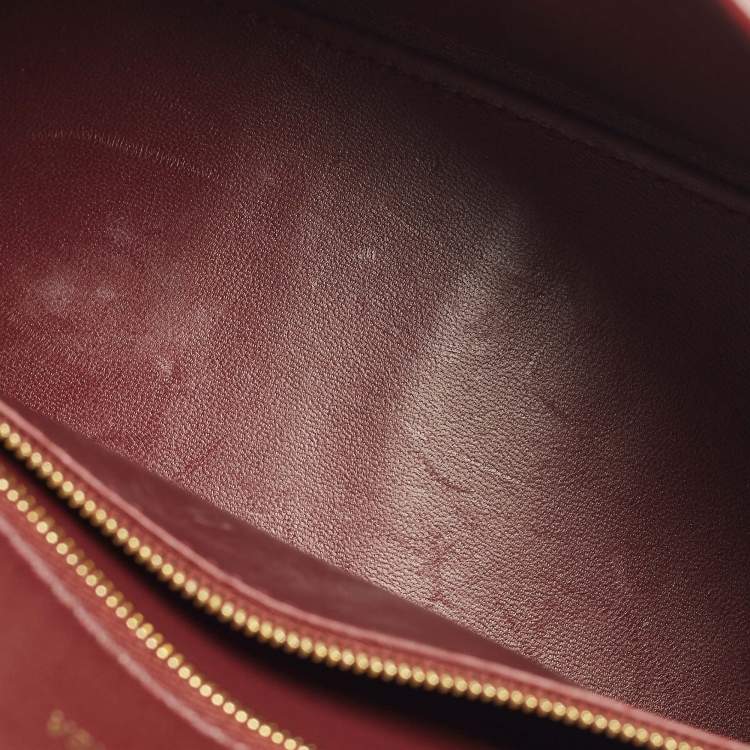 Pre Owned Balenciaga Hourglass Small Burgundy Croc Embossed Leather Top Handle Bag