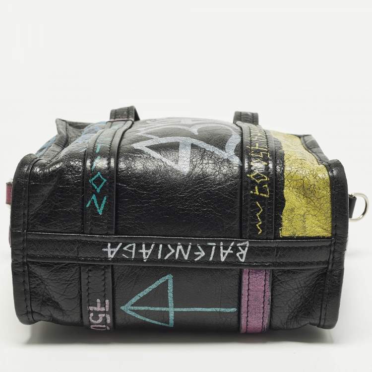 Pre Owned Balenciaga Bazar Graffiti XS Multicolor Leather Tote