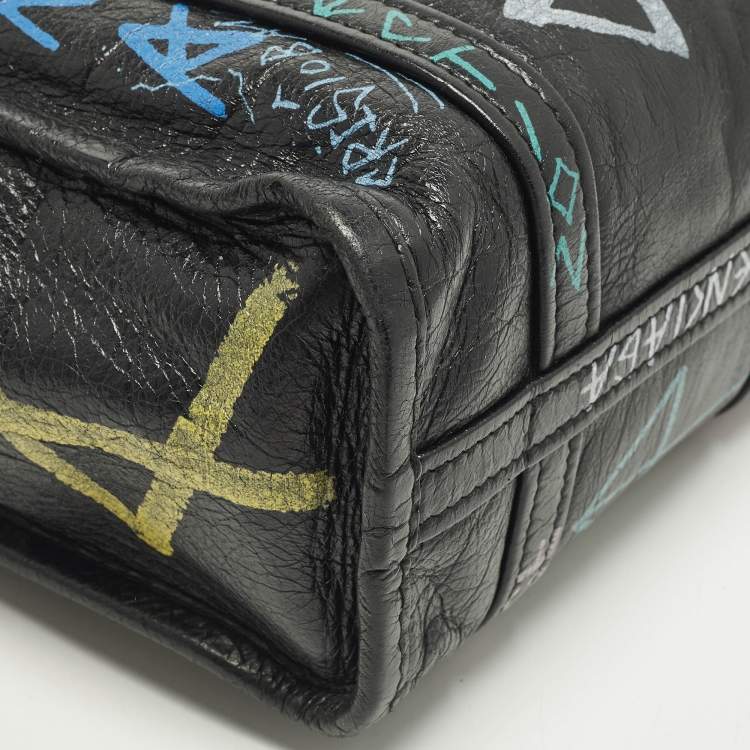 Pre Owned Balenciaga Bazar Graffiti XS Multicolor Leather Tote