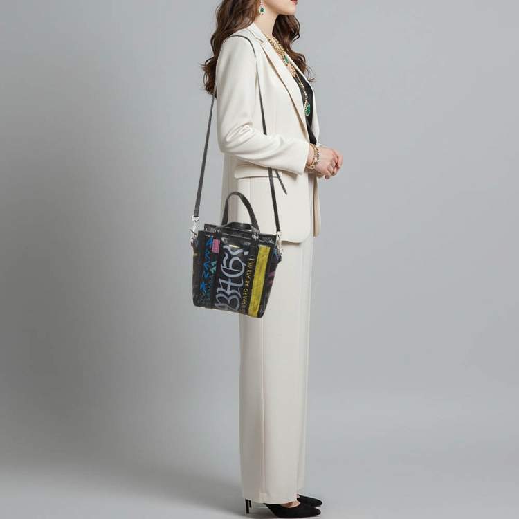 Pre Owned Balenciaga Bazar Graffiti XS Multicolor Leather Tote