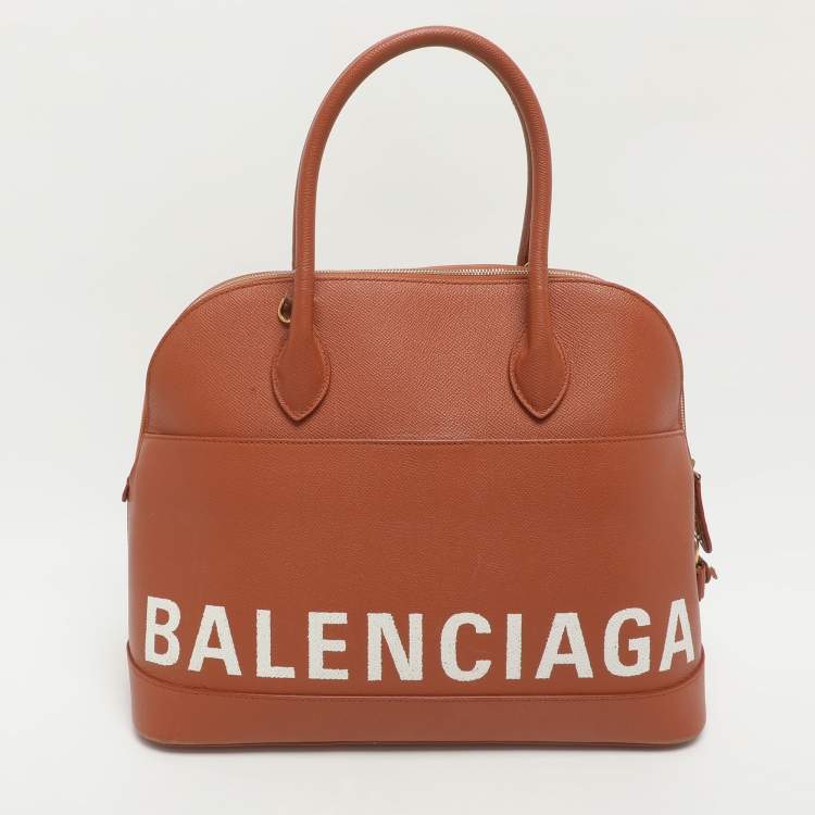 Pre Owned Balenciaga Ville Medium Brown Leather Top Handle Bag