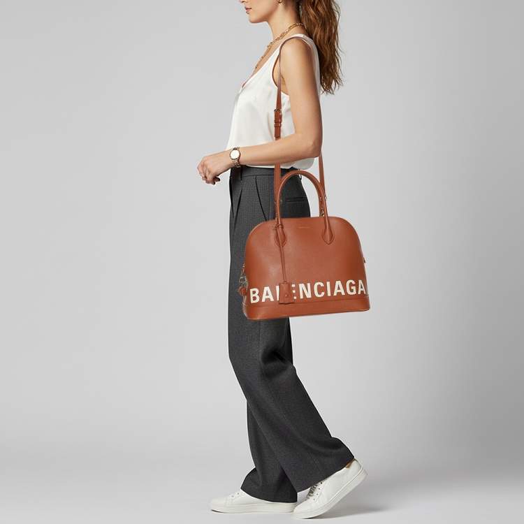 Pre Owned Balenciaga Ville Medium Brown Leather Top Handle Bag