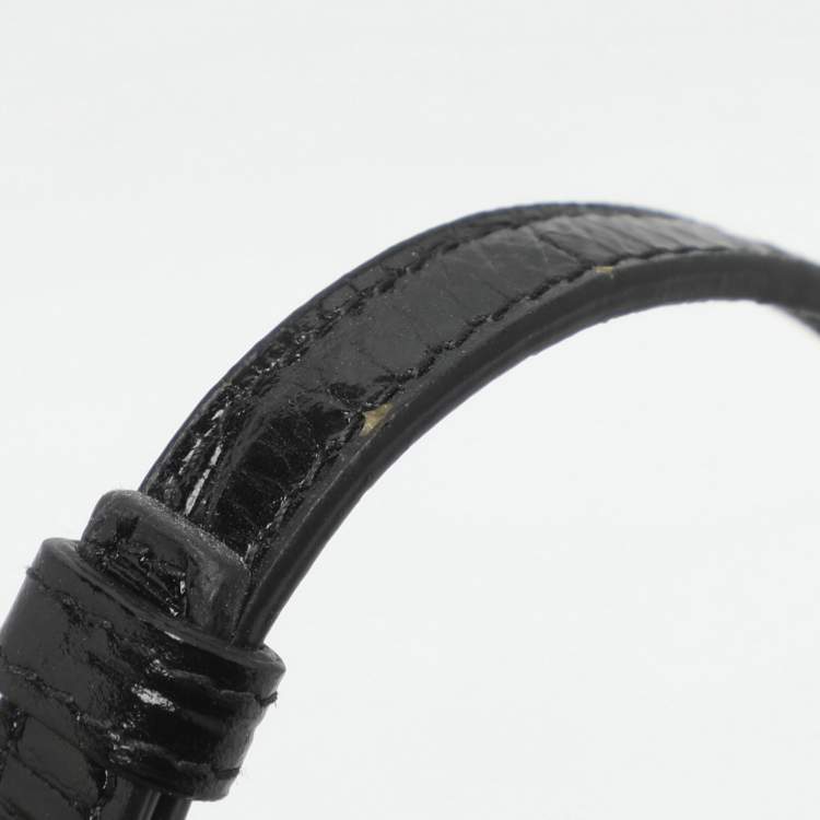 Pre Owned Balenciaga Hourglass Black Croc Embossed Leather Clutch Bag