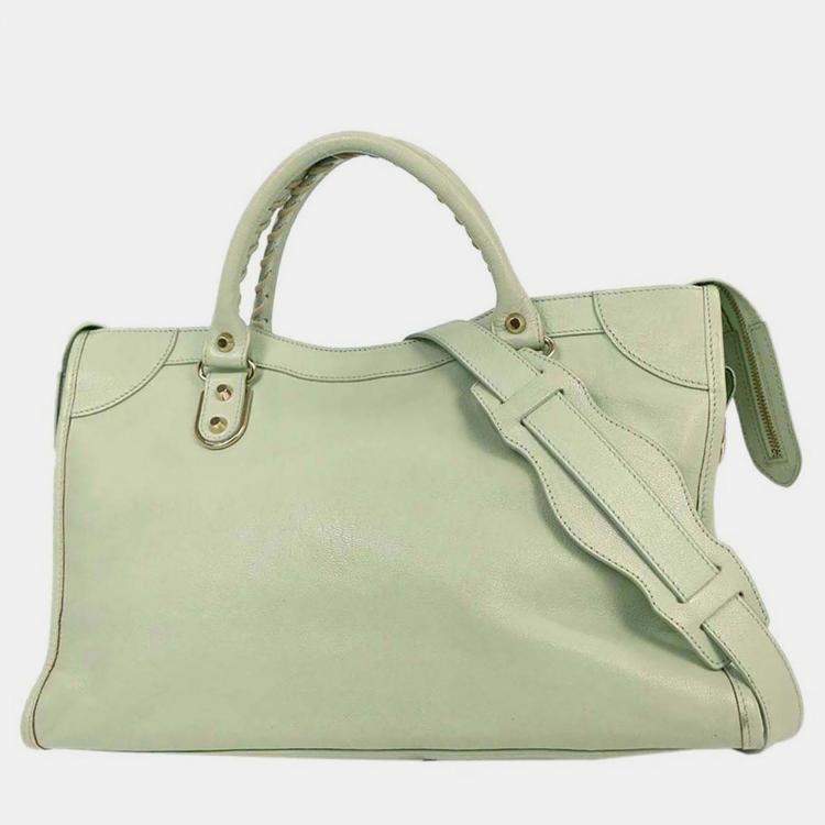 Pre Owned Balenciaga Light Green City Medium Handbag