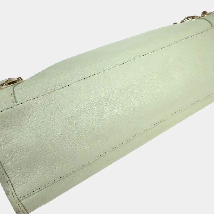 Pre Owned Balenciaga Light Green City Medium Handbag