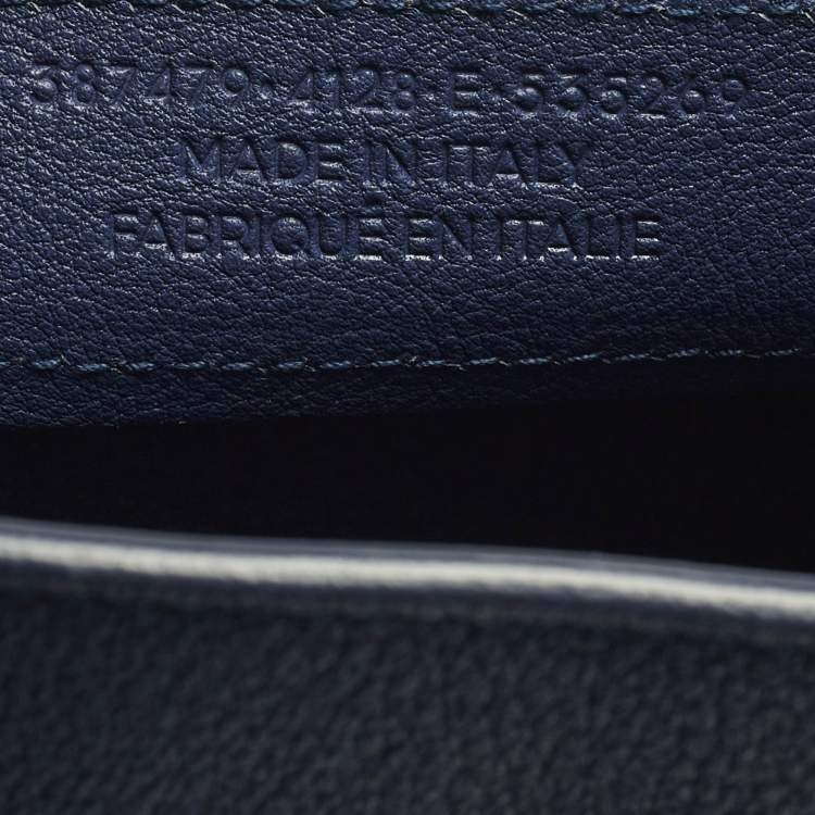 Pre Owned Balenciaga Metallic Edge Papier A5 Navy Blue Leather Tote