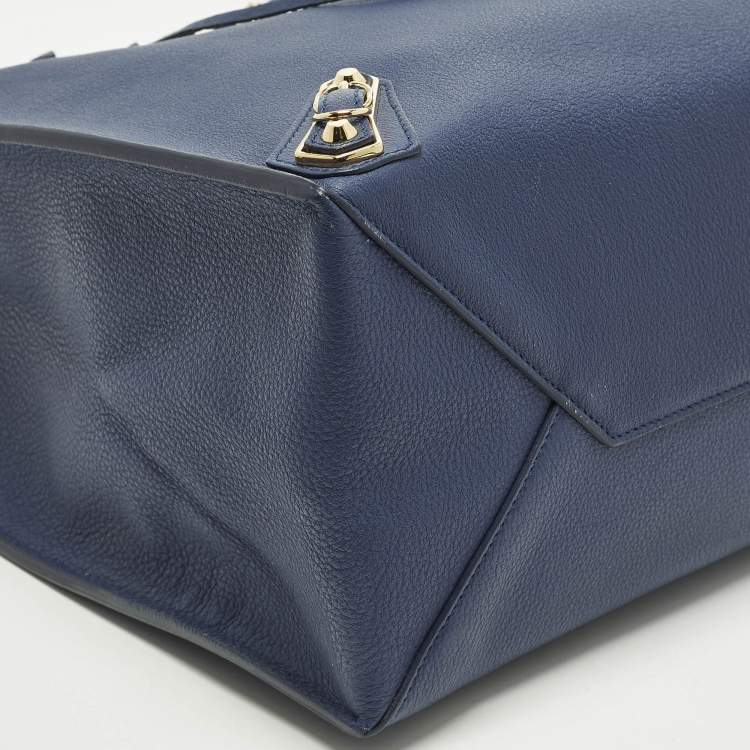 Pre Owned Balenciaga Metallic Edge Papier A5 Navy Blue Leather Tote