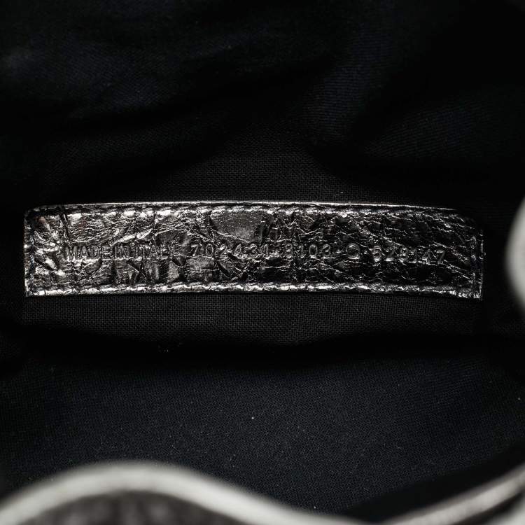 Pre Owned Balenciaga Le Cagole XS Silver Leather Bucket Bag