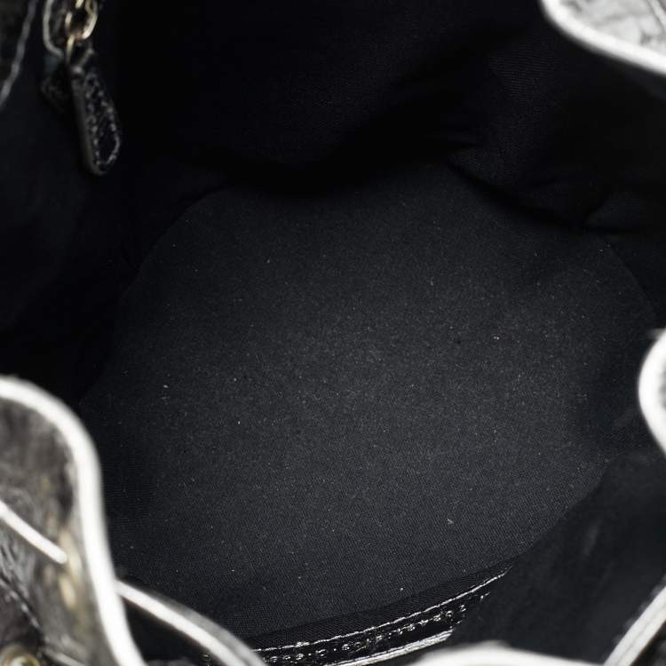 Pre Owned Balenciaga Le Cagole XS Silver Leather Bucket Bag