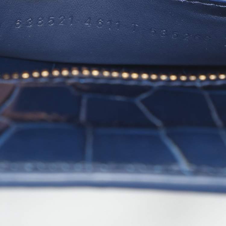 Pre Owned Balenciaga Neo Classic Small Blue Croc Embossed Leather Satchel