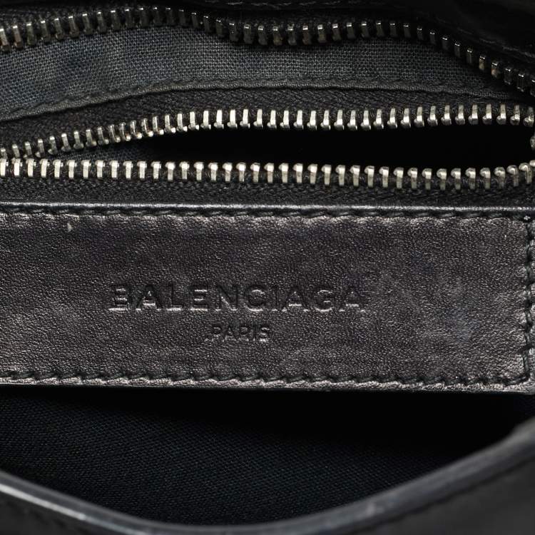 Pre Owned Balenciaga Classic City Mini Black Leather and Raffia Bag