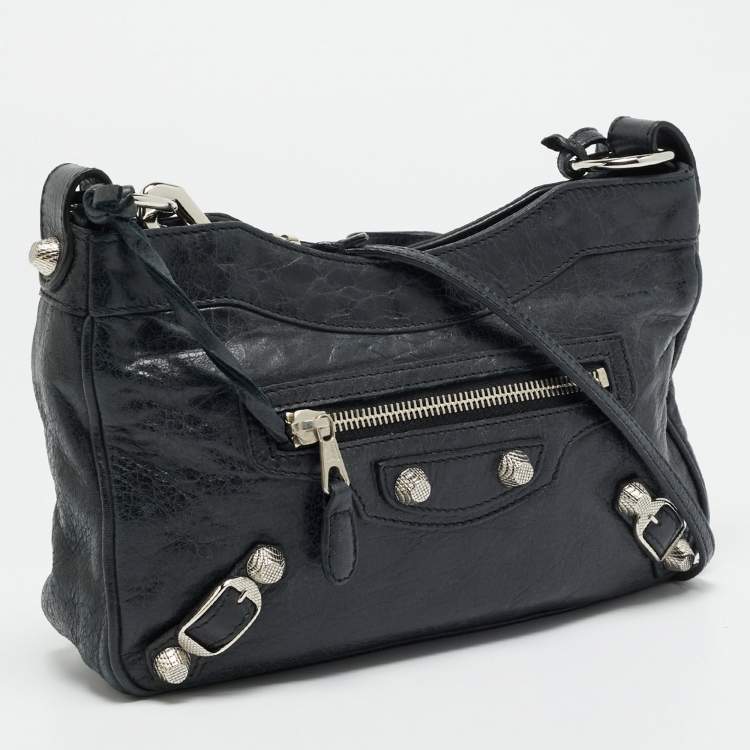 Pre Owned Balenciaga Classic Hip Black Leather Crossbody Bag