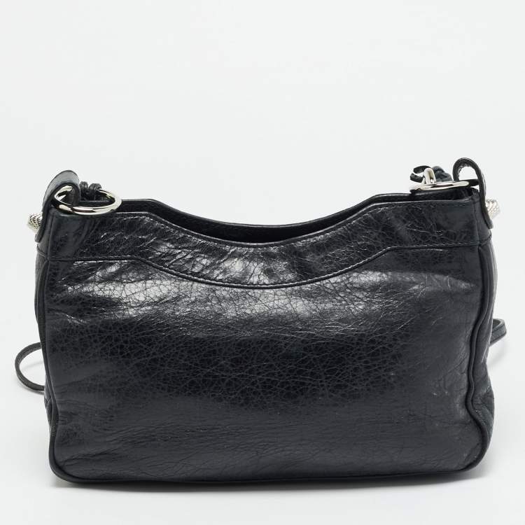 Pre Owned Balenciaga Classic Hip Black Leather Crossbody Bag