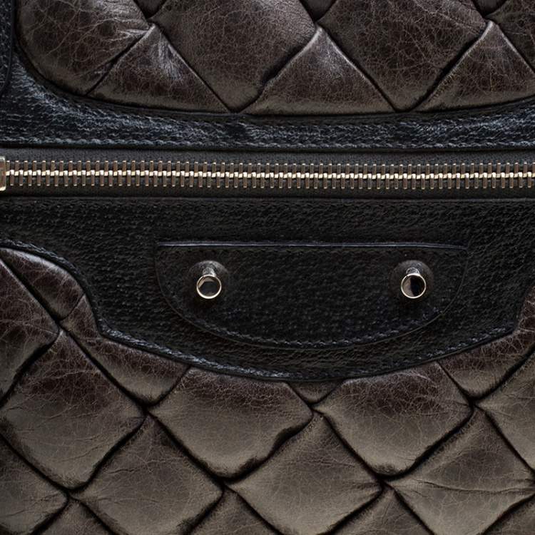 Pre Owned Balenciaga Anthracite Quilted Chevre Leather Satchel